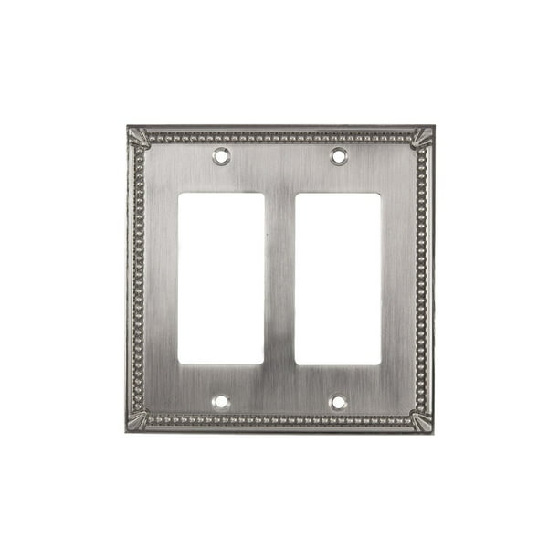 Rok Hardware Wall Light Decora Switch Plate Rocker Toggle GFCI Cover Traditional Brushed Nickel 2 Gang 